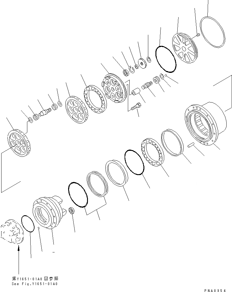 Схема запчастей Komatsu PC75UD-2E - МОТОР ХОДА (/) (КОНЕЧНАЯ ПЕРЕДАЧА) ОСНОВН. КОМПОНЕНТЫ И РЕМКОМПЛЕКТЫ