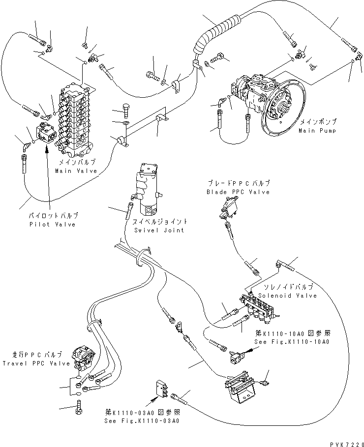Схема запчастей Komatsu PC75US-3 - P.P.C. ОСНОВН. ЛИНИЯ (/) (MONO СТРЕЛА) ГИДРАВЛИКА