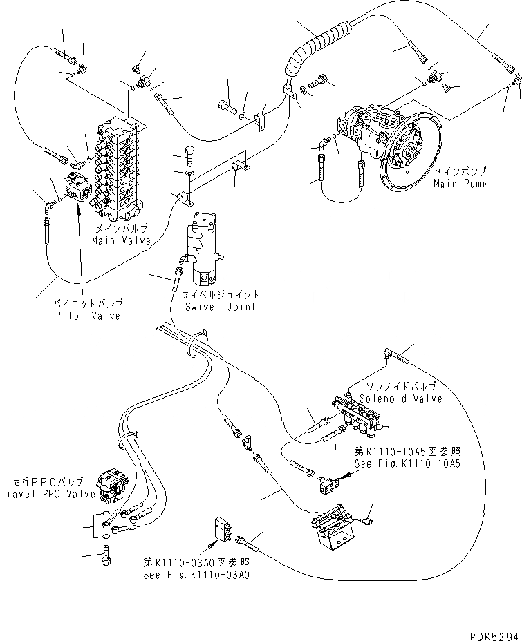 Схема запчастей Komatsu PC75US-3 - P.P.C. ОСНОВН. ЛИНИЯ (/) (MONO СТРЕЛА) (БЕЗ ОТВАЛ) ГИДРАВЛИКА