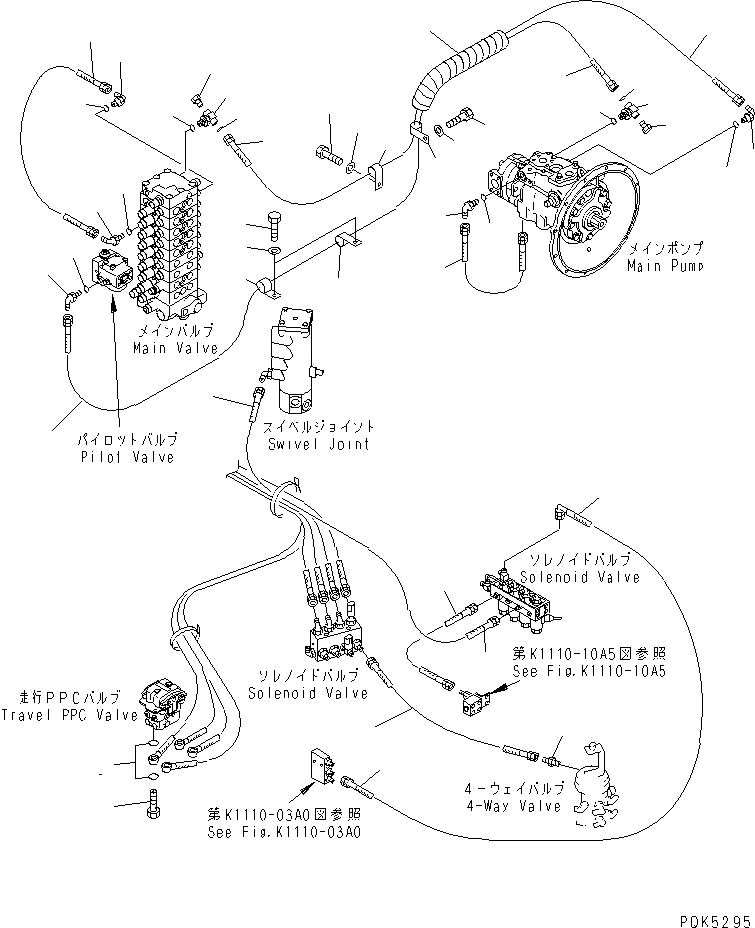 Схема запчастей Komatsu PC75US-3 - P.P.C. ОСНОВН. ЛИНИЯ (/) (MONO СТРЕЛА) (MULTIPLE PATTERN УПРАВЛ-Е)  (БЕЗ ОТВАЛ) ГИДРАВЛИКА