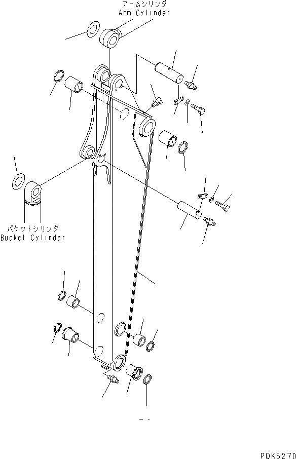 Схема запчастей Komatsu PC75US-3 - РУКОЯТЬ (РУКОЯТЬ И ПАЛЕЦ) (MONO СТРЕЛА) РАБОЧЕЕ ОБОРУДОВАНИЕ