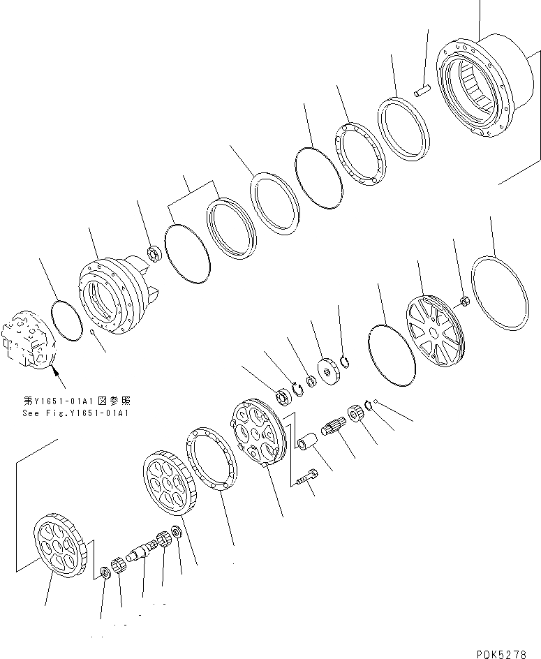 Схема запчастей Komatsu PC75US-3 - МОТОР ХОДА (/) (КОНЕЧНАЯ ПЕРЕДАЧА) ОСНОВН. КОМПОНЕНТЫ И РЕМКОМПЛЕКТЫ