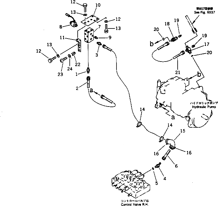 Схема запчастей Komatsu PC75UU-1 - ГИДРОЛИНИЯ (ИЗ НАСОСА В КЛАПАН) УПРАВЛ-Е РАБОЧИМ ОБОРУДОВАНИЕМ