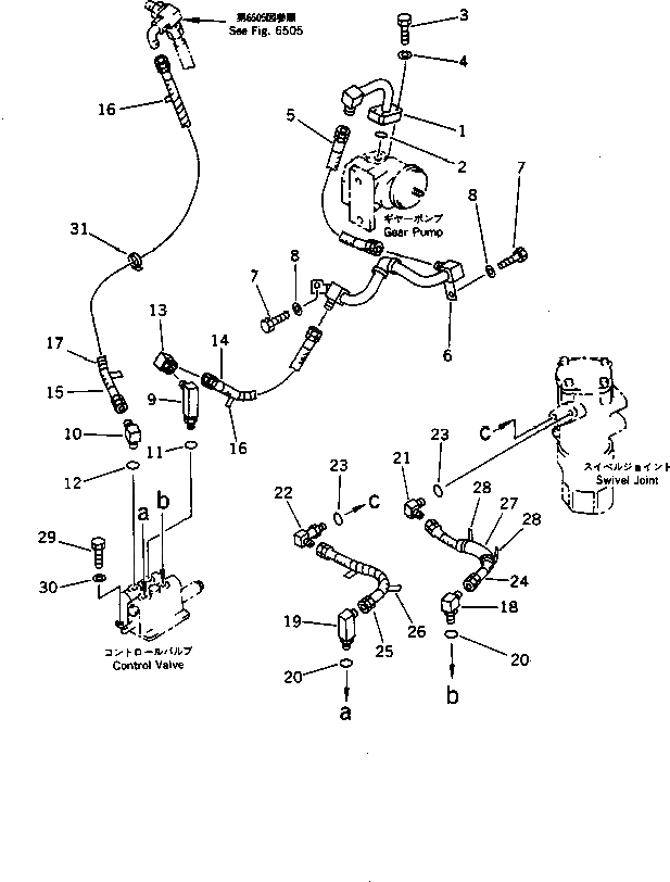 Схема запчастей Komatsu PC75UU-1 - ГИДРОЛИНИЯ (ЦИЛИНДР ОТВАЛА ЛИНИЯ) (ШАССИ) (/) УПРАВЛ-Е РАБОЧИМ ОБОРУДОВАНИЕМ