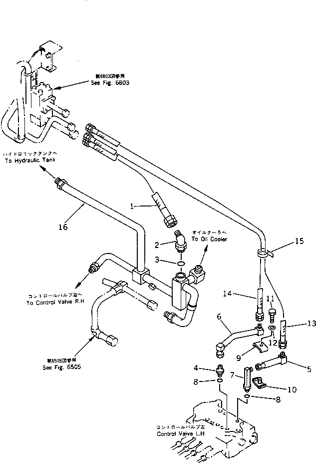 Схема запчастей Komatsu PC75UU-1 - ГИДРОЛИНИЯ (НАВЕСНОЕ ОБОРУД-Е) (ШАССИ) (/) УПРАВЛ-Е РАБОЧИМ ОБОРУДОВАНИЕМ