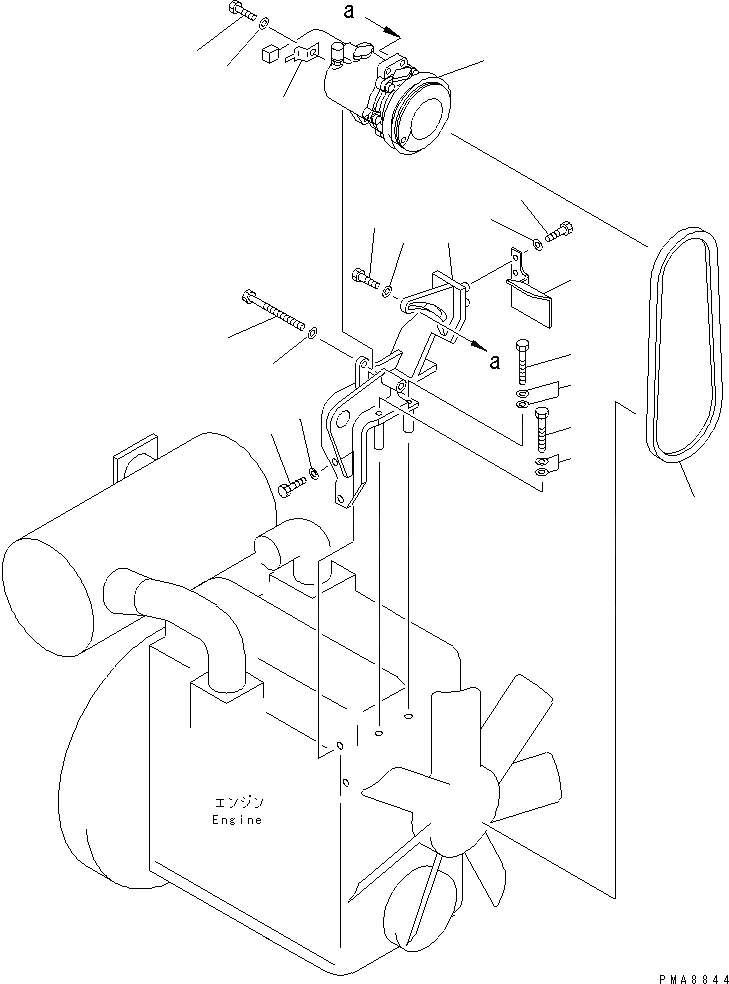 Схема запчастей Komatsu PC75UU-2E - ОХЛАДИТЕЛЬ КОМПРЕССОР КОМПОНЕНТЫ ДВИГАТЕЛЯ