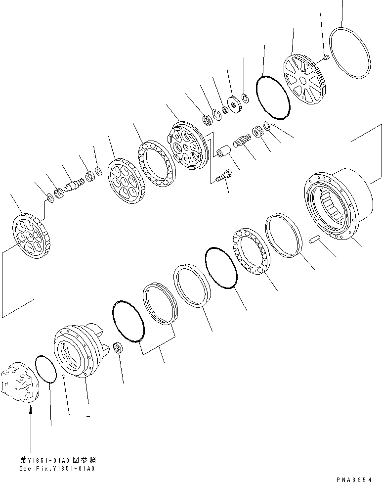 Схема запчастей Komatsu PC75UU-2E - МОТОР ХОДА (/) (КОНЕЧНАЯ ПЕРЕДАЧА) ОСНОВН. КОМПОНЕНТЫ И РЕМКОМПЛЕКТЫ