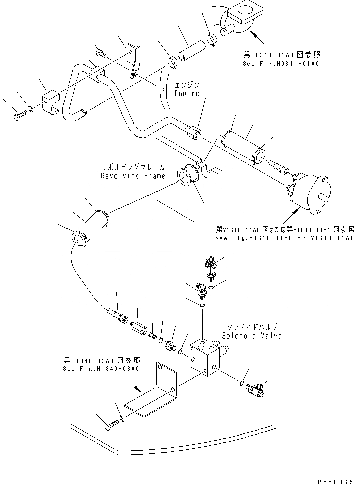 Схема запчастей Komatsu PC75UU-2 - P.P.C ОСНОВН. ЛИНИЯ (ЛИНИЯ НАСОСА) ГИДРАВЛИКА