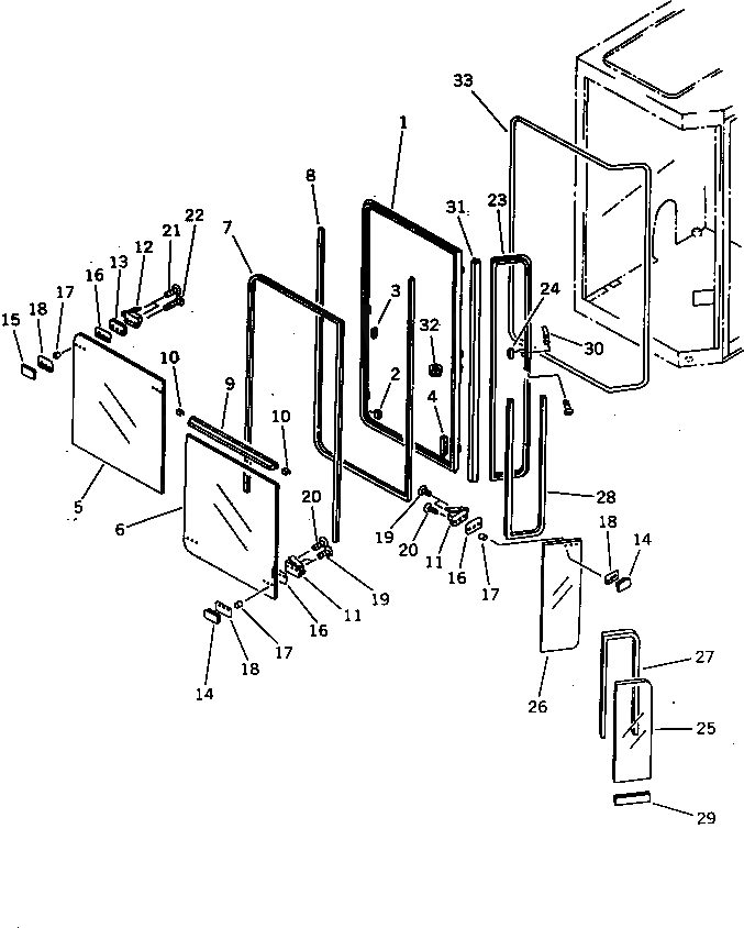 Схема запчастей Komatsu PC75UU-1 - КАБИНА (/7) ЧАСТИ КОРПУСА