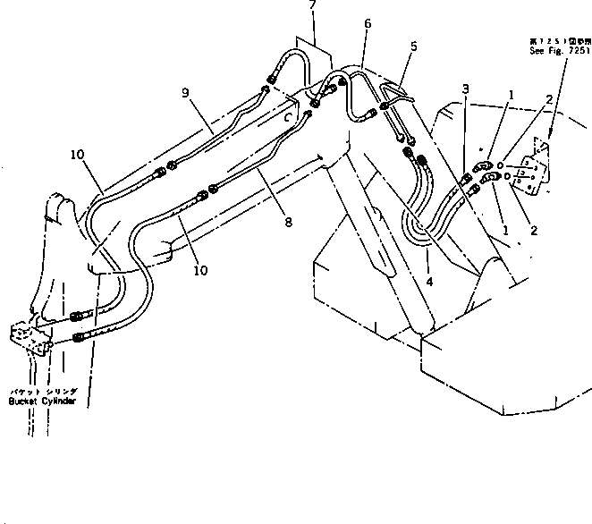 Схема запчастей Komatsu PC75UU-1 - ГИДРОЛИНИЯ (ЦИЛИНДР КОВША) (HOE ) РАБОЧЕЕ ОБОРУДОВАНИЕ