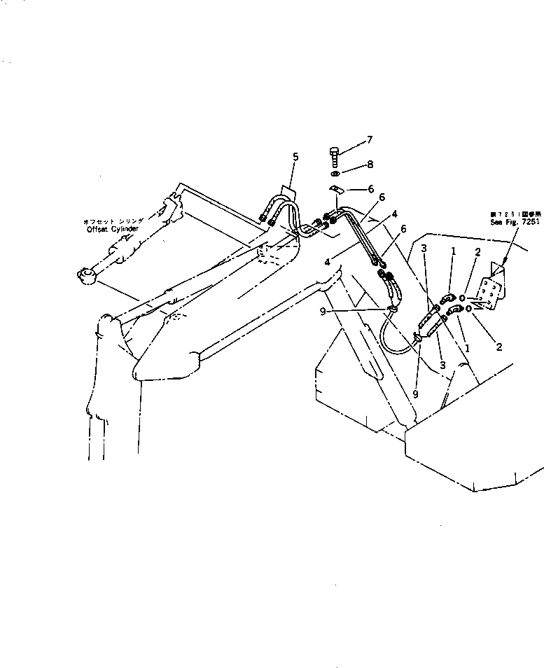 Схема запчастей Komatsu PC75UU-1 - ГИДРОЛИНИЯ (OFFSET ЛИНИЯ ЦИЛИНДРА) (HOE ) РАБОЧЕЕ ОБОРУДОВАНИЕ