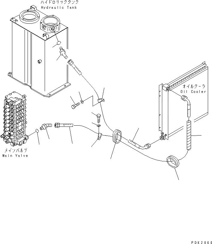 Схема запчастей Komatsu PC75UU-3 - МАСЛООХЛАДИТЕЛЬ ЛИНИЯ ГИДРАВЛИКА