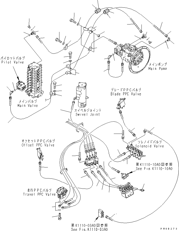 Схема запчастей Komatsu PC75UU-3 - P.P.C. ОСНОВН. ЛИНИЯ (/)(№9-) ГИДРАВЛИКА