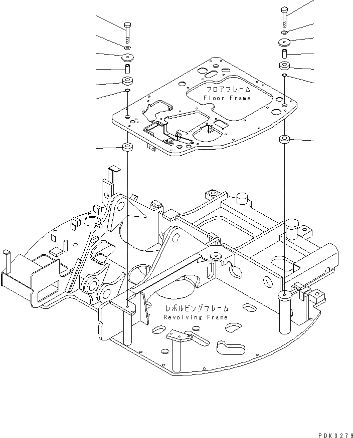 Схема запчастей Komatsu PC75UU-3 - КРЕПЛЕНИЕ ПОЛА (КАБИНА) КАБИНА ОПЕРАТОРА И СИСТЕМА УПРАВЛЕНИЯ