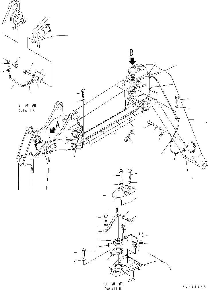 Схема запчастей Komatsu PC75UU-3 - СТРЕЛА (БЕЗОПАСН. ОБОРУД-Е) (УДЛИНН. СИСТ. СМАЗКИ ТИП) (НАВЕСН. ОБОРУД.) РАБОЧЕЕ ОБОРУДОВАНИЕ