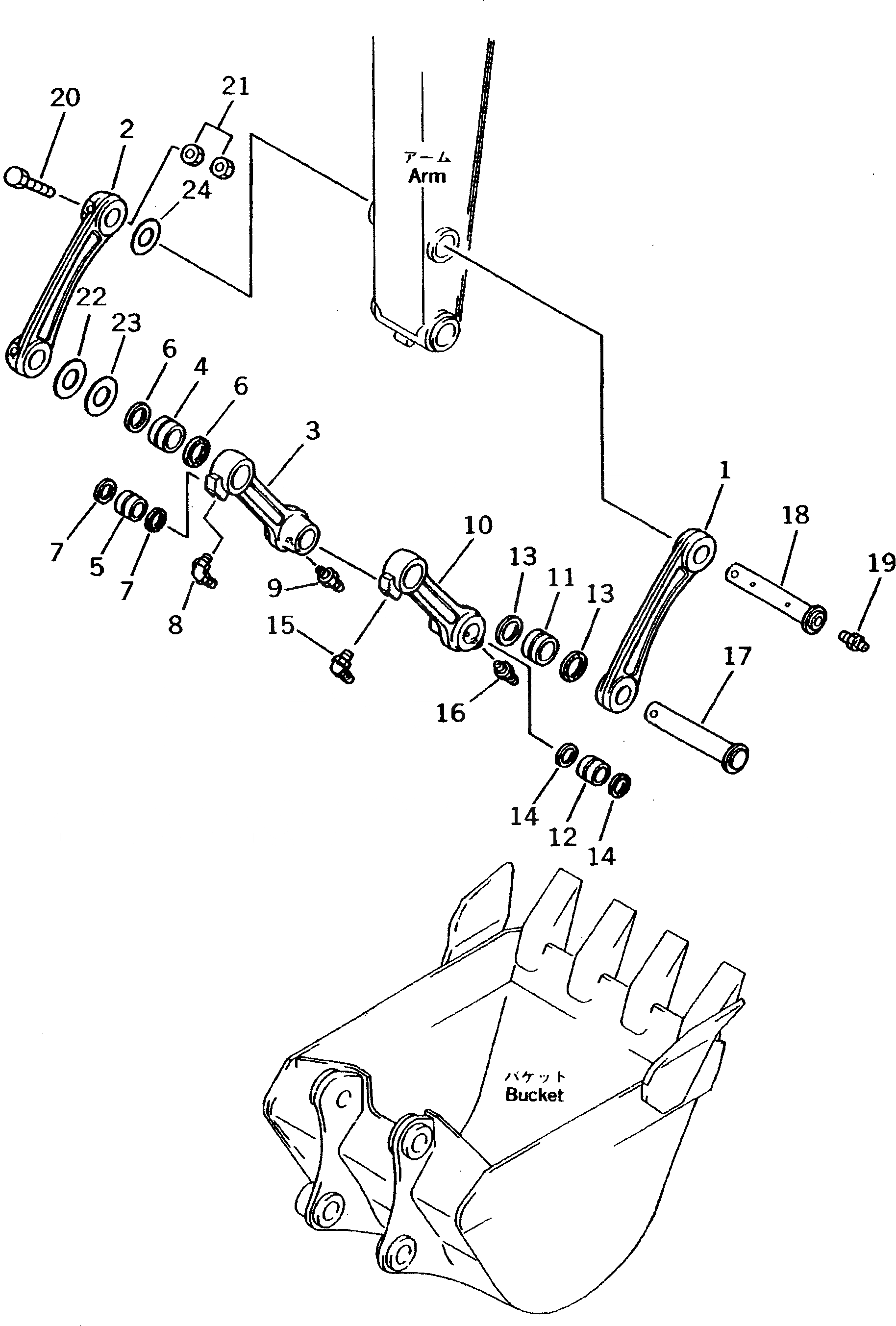 Схема запчастей Komatsu PC75UU-3 - СОЕДИНЕНИЕ КОВША РАБОЧЕЕ ОБОРУДОВАНИЕ