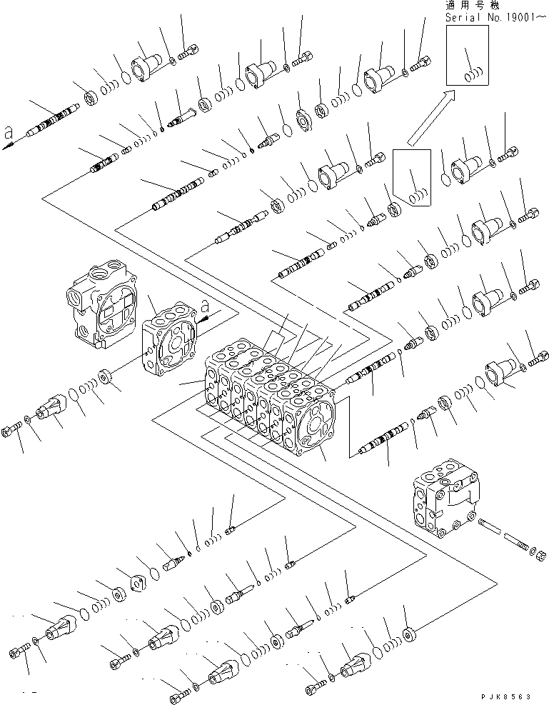 Схема запчастей Komatsu PC75UU-3 - ОСНОВН. КЛАПАН (9-КЛАПАН) (/8) ОСНОВН. КОМПОНЕНТЫ И РЕМКОМПЛЕКТЫ