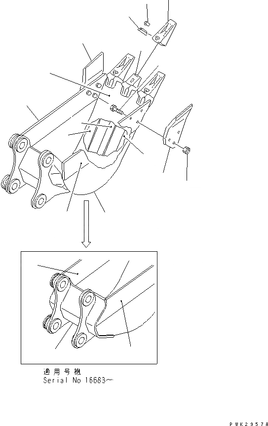Схема запчастей Komatsu PC75UU-3 - BUACKET¤ .M ШИР. MM (ВЕРТИКАЛЬН. ПАЛЕЦ) РАБОЧЕЕ ОБОРУДОВАНИЕ