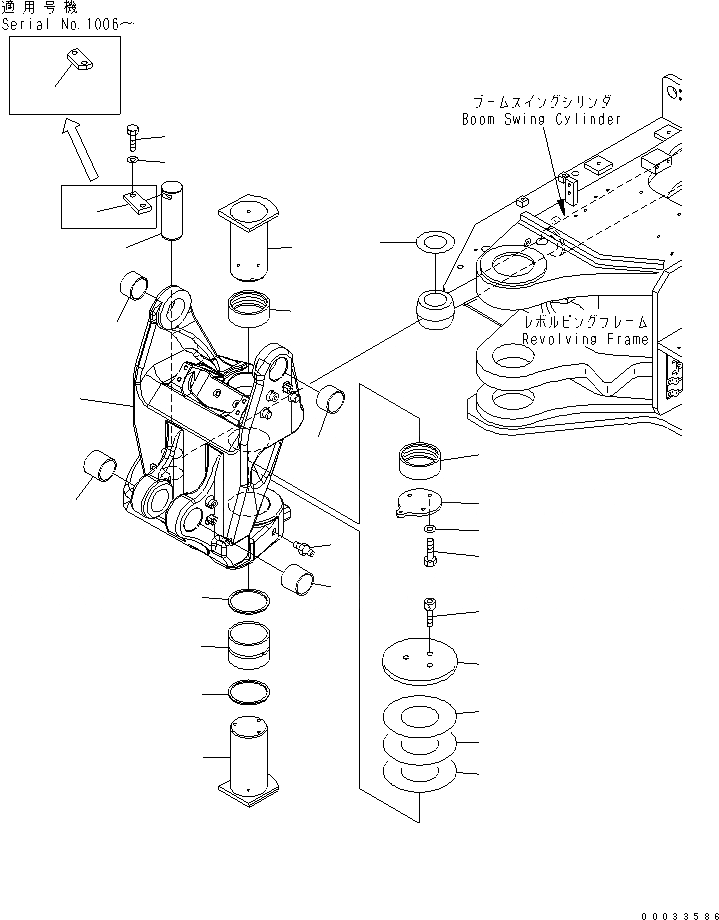 Схема запчастей Komatsu PC78MR-6 - КОРПУС ПОВОРОТА СТРЕЛЫ И ПАЛЕЦ(№-9) ОСНОВНАЯ РАМА И ЕЕ ЧАСТИ