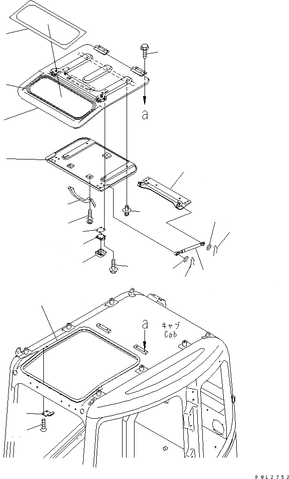Схема запчастей Komatsu PC78US-5 - КАБИНА (ОКНО В КРЫШЕ) КАБИНА ОПЕРАТОРА И СИСТЕМА УПРАВЛЕНИЯ