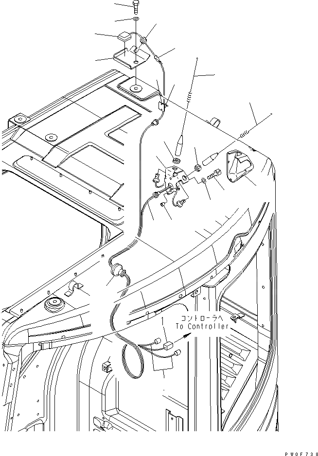 Схема запчастей Komatsu PC78US-6 - КАБИНА (KOMTRAX АНТЕННА)(№-) КАБИНА ОПЕРАТОРА И СИСТЕМА УПРАВЛЕНИЯ