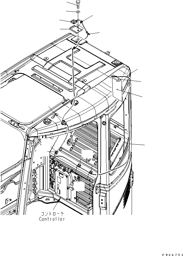 Схема запчастей Komatsu PC78US-6 - КАБИНА (KOMTRAX АНТЕННА)(№-) КАБИНА ОПЕРАТОРА И СИСТЕМА УПРАВЛЕНИЯ