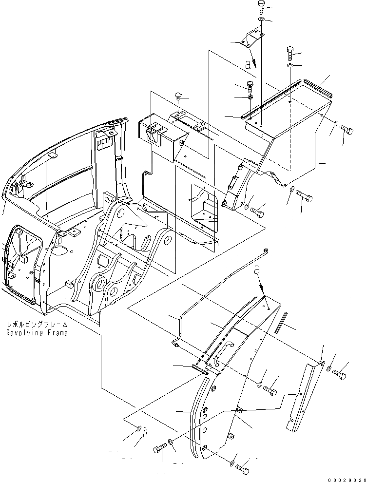 Схема запчастей Komatsu PC78US-6 - ПЕРЕДН. КРЫШКА(БАК COVER) (YELНИЗ.) (/)(№-) ЧАСТИ КОРПУСА