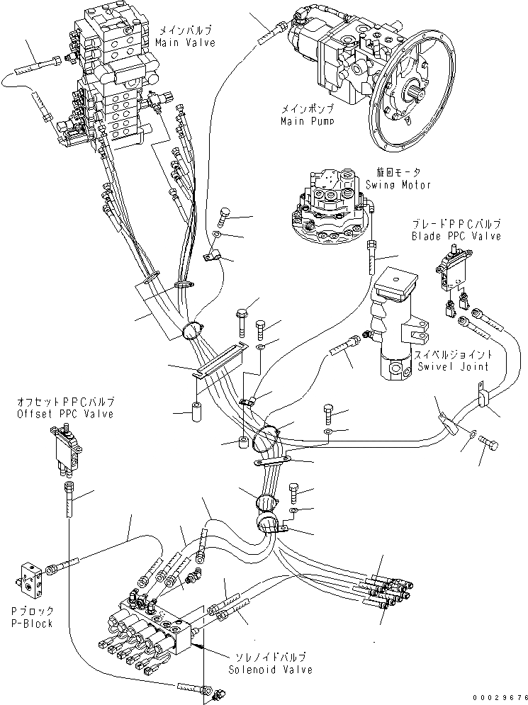 Схема запчастей Komatsu PC78UU-6 - P.P.C ОСНОВН. ЛИНИЯ (/) ГИДРАВЛИКА