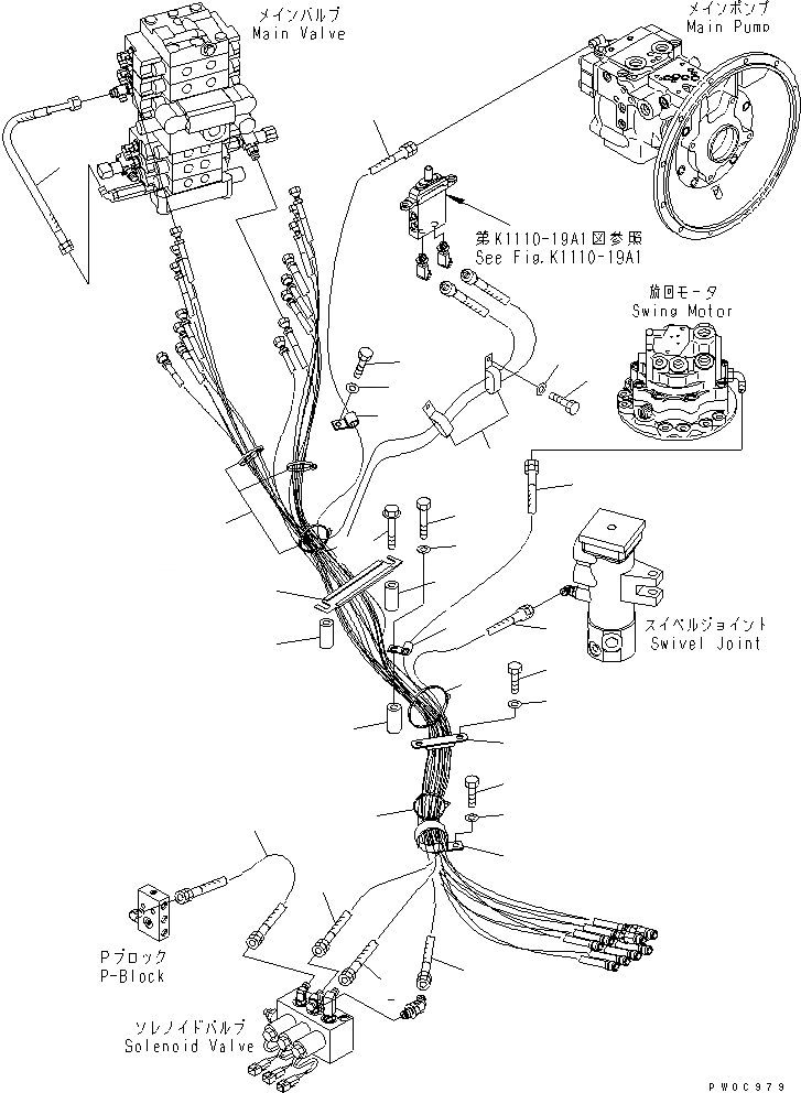 Схема запчастей Komatsu PC78UU-6 - P.P.C ОСНОВН. ЛИНИЯ (/) (ЭКСКАВАТ.)(№-) ГИДРАВЛИКА