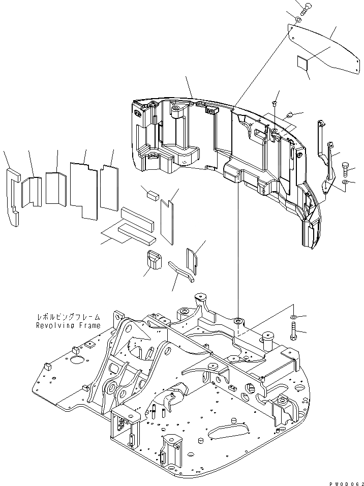 Схема запчастей Komatsu PC78UU-6 - ПРОТИВОВЕС (YELНИЗ.) ЧАСТИ КОРПУСА