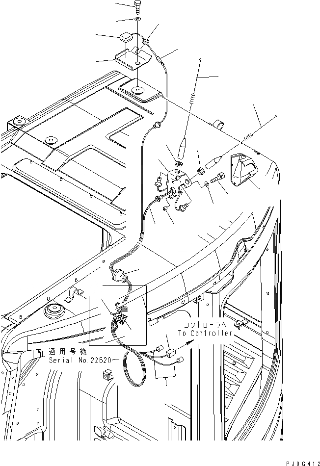 Схема запчастей Komatsu PC78UU-6 - КАБИНА (KOMTRAX АНТЕННА)(№-) КАБИНА ОПЕРАТОРА И СИСТЕМА УПРАВЛЕНИЯ