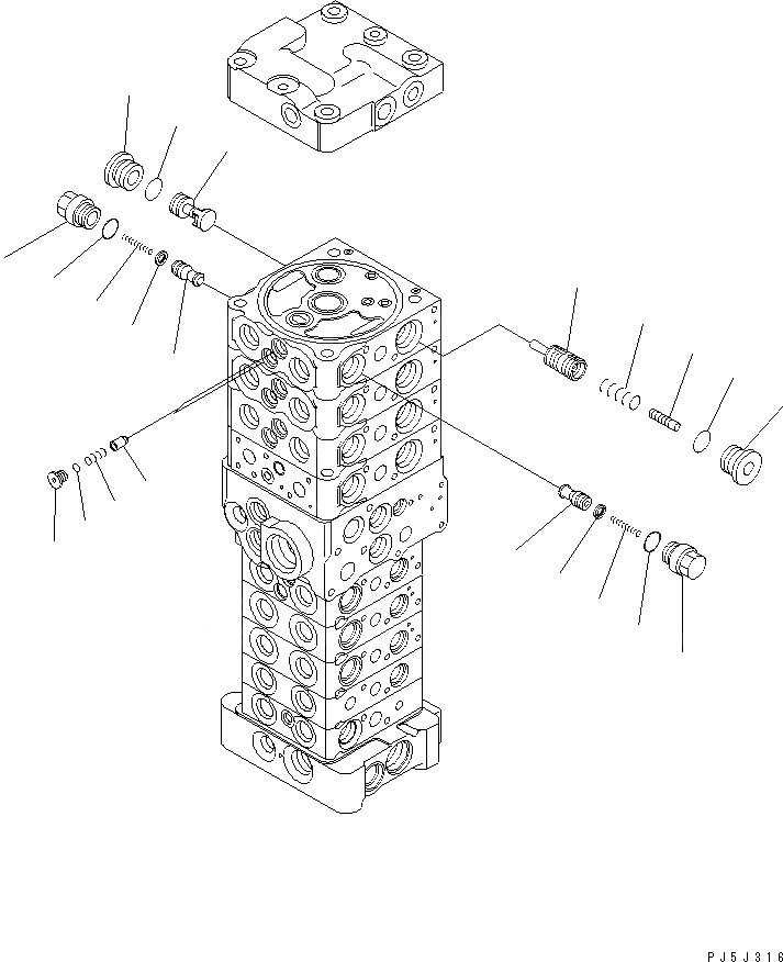 Схема запчастей Komatsu PC78UU-6 - ОСНОВН. КЛАПАН (9-КЛАПАН) (/) (SLIDE РУКОЯТЬ) ОСНОВН. КОМПОНЕНТЫ И РЕМКОМПЛЕКТЫ