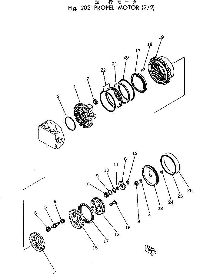 Схема запчастей Komatsu PC80-1 - PКАНАТL МОТОР (/) ХОД И КОНЕЧНАЯ ПЕРЕДАЧА
