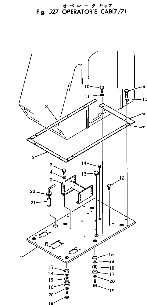 Схема запчастей Komatsu PC80-1 - КАБИНА (7/7) ОСНОВНАЯ РАМА И КАБИНА