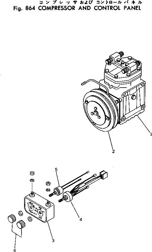 Схема запчастей Komatsu PC80-1 - КОМПРЕССОР И ПАНЕЛЬ УПРАВЛЕНИЯ ОПЦИОННЫЕ КОМПОНЕНТЫ