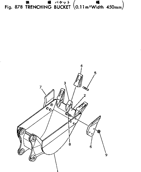 Схема запчастей Komatsu PC80-1 - TRENCHING КОВШ (.M ШИР. MM) ОПЦИОННЫЕ КОМПОНЕНТЫ
