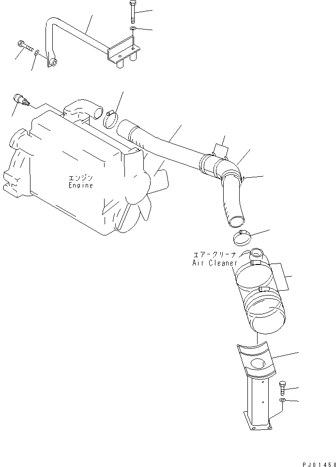 Схема запчастей Komatsu PC80-3 - ВОЗДУХООЧИСТИТЕЛЬ СОЕДИН-Е КОМПОНЕНТЫ ДВИГАТЕЛЯ И ЭЛЕКТРИКА
