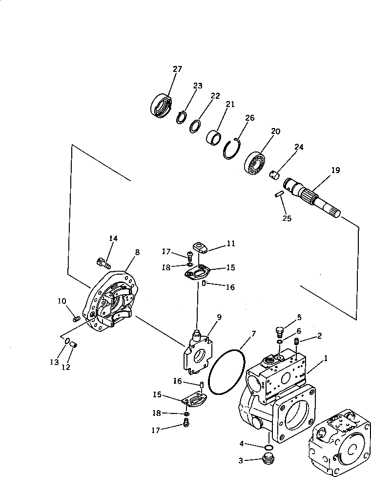 Схема запчастей Komatsu PC80-3 - ГИДР. НАСОС.¤ ЗАДН. (/) (БЕЗ ВЫБОР РЕЖИМА OLSS)(№8-) ГИДРАВЛИКА