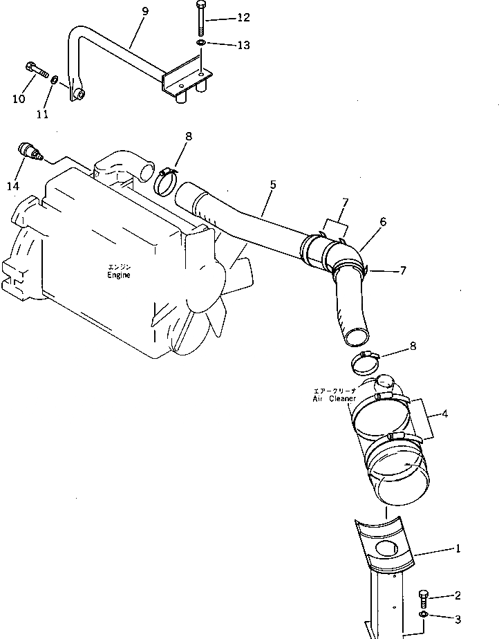 Схема запчастей Komatsu PC80-3 - ВОЗДУХООЧИСТИТЕЛЬ СОЕДИН-Е КОМПОНЕНТЫ ДВИГАТЕЛЯ И ЭЛЕКТРИКА