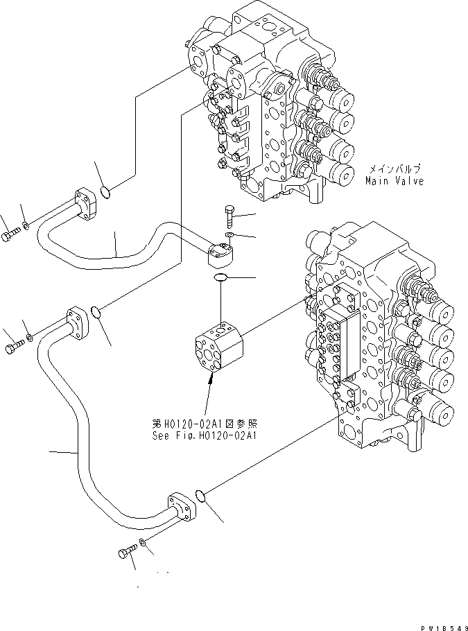 Схема запчастей Komatsu PC800-6-AM - КЛАПАН ПОДАЮЩ. ТРУБЫ (ПРЯМ. ХОД)(№-) ГИДРАВЛИКА