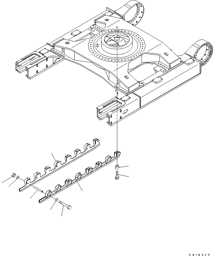 Схема запчастей Komatsu PC800-6-AM - ГУСЕНИЧНАЯ РАМА (ОПОРНЫЙ КАТОК ПОЛН. ЗАЩИТА) (ПРАВ.)(№-) ХОДОВАЯ