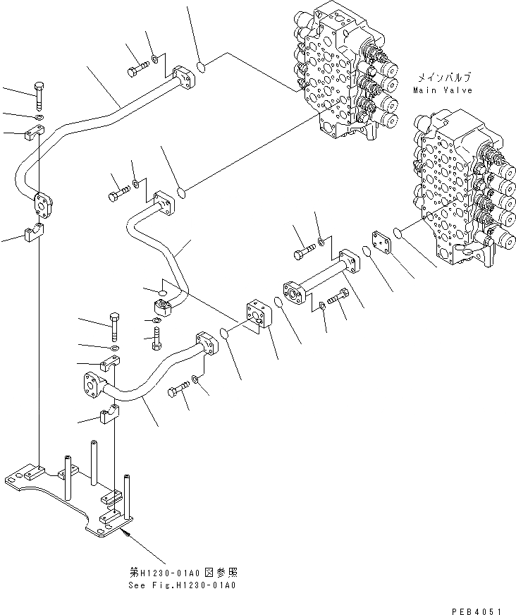 Схема запчастей Komatsu PC800-6 - КЛАПАН ПОДАЮЩ. ТРУБЫ (КОВШ)(№-999) ГИДРАВЛИКА