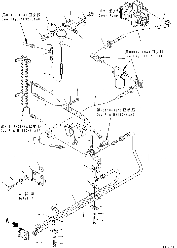 Схема запчастей Komatsu PC800-6 - ЛИНИЯ НАСОСА PPC(№7-999) ГИДРАВЛИКА