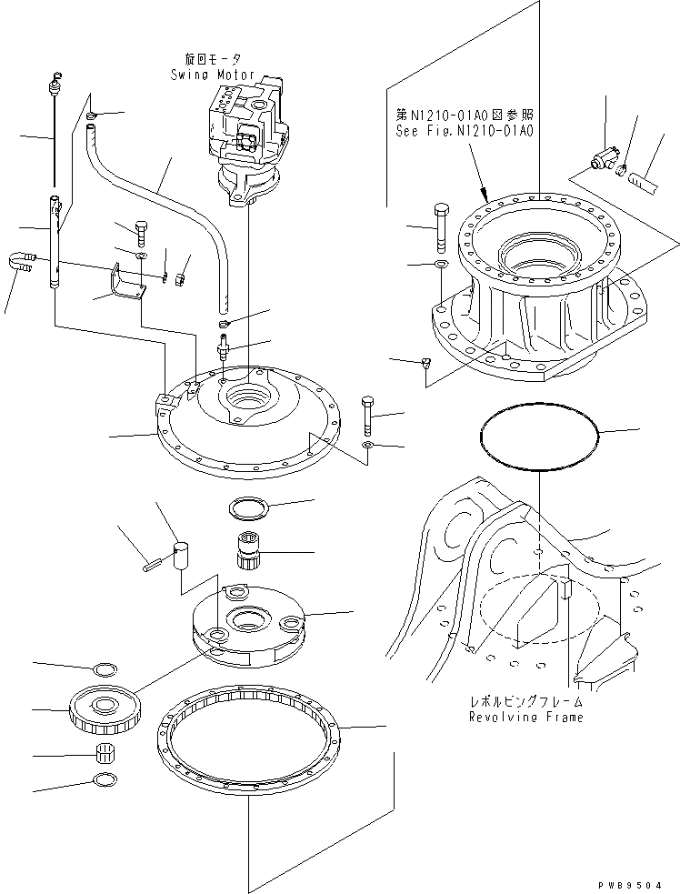 Схема запчастей Komatsu PC800-6 - МЕХАНИЗМ ПОВОРОТА (1 НЕСУЩИЙ ЭЛЕМЕНТ И GAUGE СУППОРТ)(№-999) ПОВОРОТН. КРУГ И КОМПОНЕНТЫ