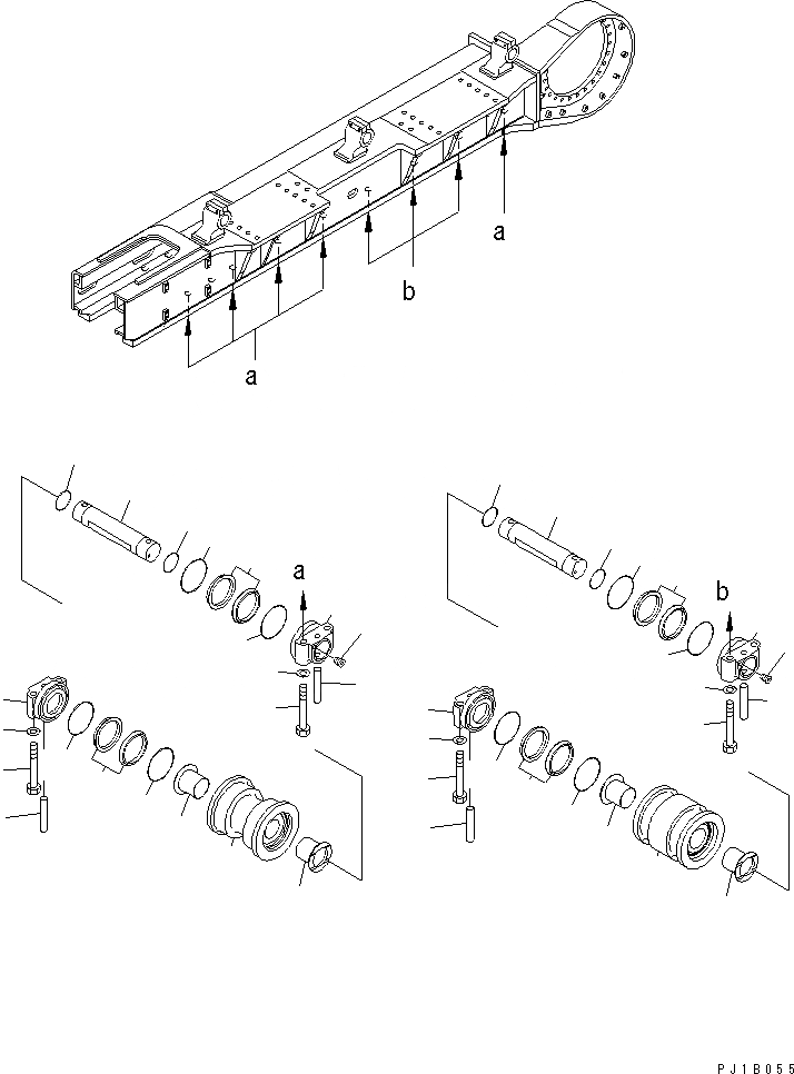 Схема запчастей Komatsu PC800-6 - ГУСЕНИЧНАЯ РАМА (ОПОРНЫЙ КАТОК) (ПРАВ.) (NAGASAKI) ХОДОВАЯ