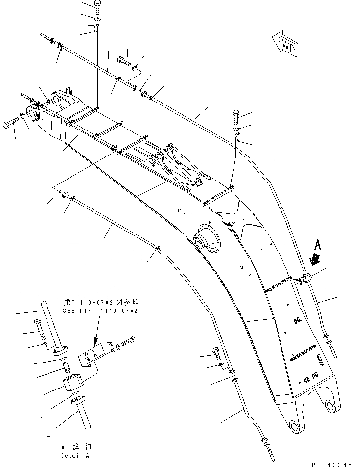 Схема запчастей Komatsu PC800-6 - СТРЕЛА (8.M) (ЦИЛИНДР КОВША ТРУБЫ) (ДЛЯ ЭКСКАВАТ.)(№-7) РАБОЧЕЕ ОБОРУДОВАНИЕ