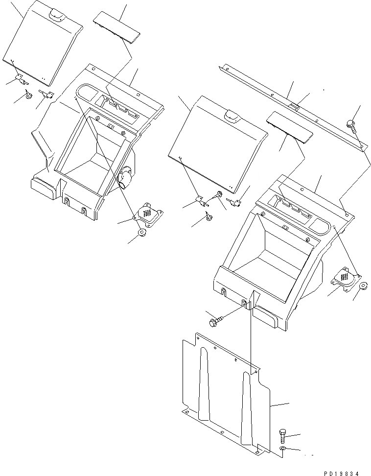 Схема запчастей Komatsu PC800-6 - ЗАДН. ЧАСТЬ КОРПУСА СИДЕНЬЯ (БЕЗ ГРОМКОГОВОРИТ.) (БЕЗ КОНДИЦ. ВОЗДУХА)(№-999) КАБИНА ОПЕРАТОРА И СИСТЕМА УПРАВЛЕНИЯ