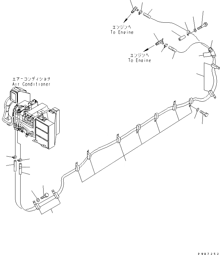 Схема запчастей Komatsu PC800-6 - КОНДИЦ. ВОЗДУХА (ГИДР. ПРОВОД. ОБОГРЕВАТЕЛЯ)(№-999) КАБИНА ОПЕРАТОРА И СИСТЕМА УПРАВЛЕНИЯ
