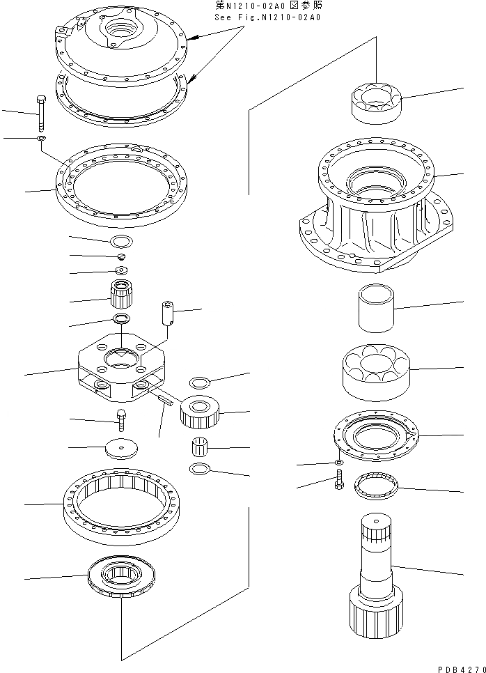 Схема запчастей Komatsu PC800-6 - МЕХАНИЗМ ПОВОРОТА (2 НЕСУЩИЙ ЭЛЕМЕНТ И ШЕСТЕРНЯ)(№-999) ПОВОРОТН. КРУГ И КОМПОНЕНТЫ
