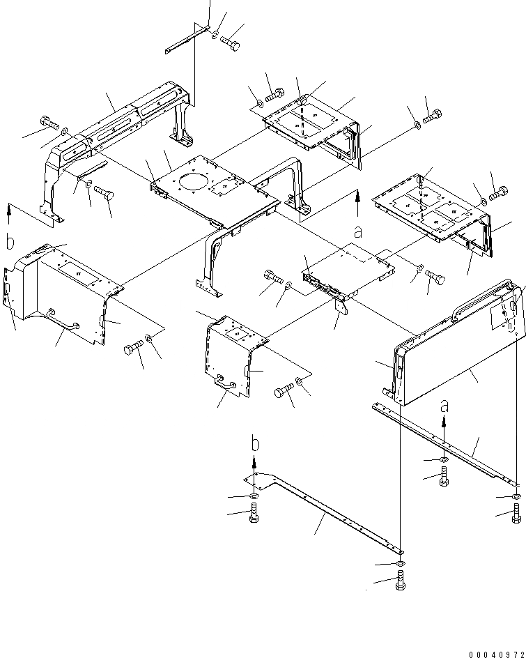 Схема запчастей Komatsu PC800-8 - КАПОТ (РАМА И COVER)(№-) ЧАСТИ КОРПУСА